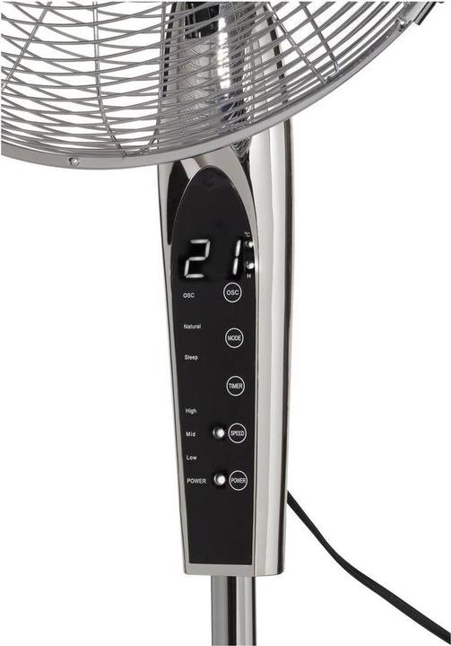 Produktbild Sygonix Standventilator 50 W (Ø x H) 440 mm x 1300 mm Chrom LED-Display, Oszil (65.70 dB)
