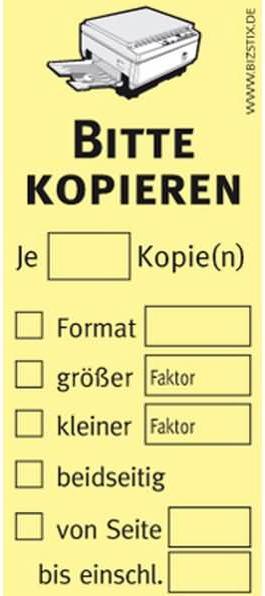 Bizstix Sticky notes 75x35mm yellow 'Please copy' PU=5 pads (35 x 75 mm)