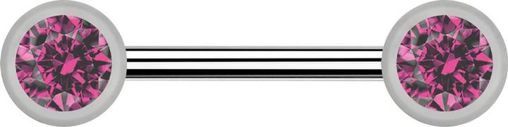 Produktbild Star Piercing Barbell silber mit zwei Kugel front Kristall pink (ohne Messing, Titan G23)
