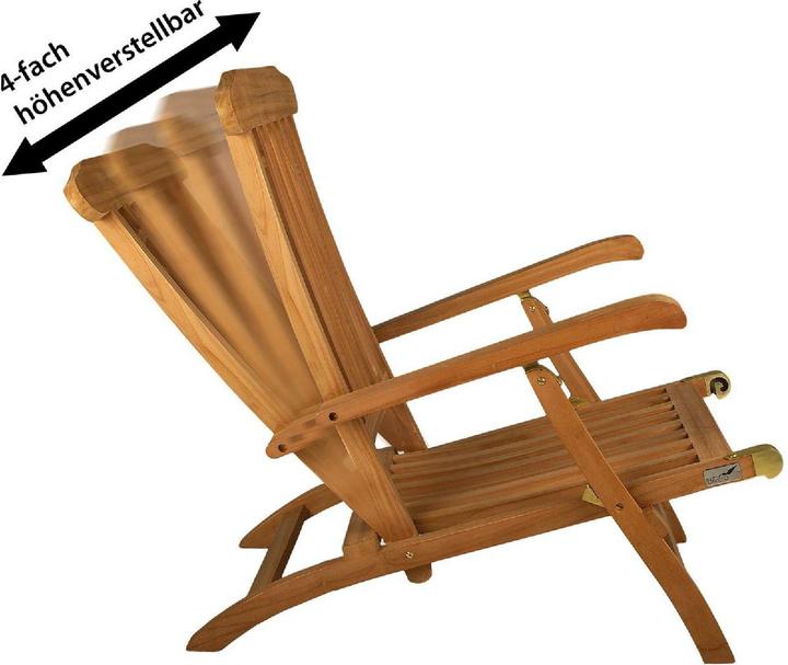 Actual product image VCM Liegestuhl Deckchair "Florentine" Steamer Teakholz behandelt (160 cm)