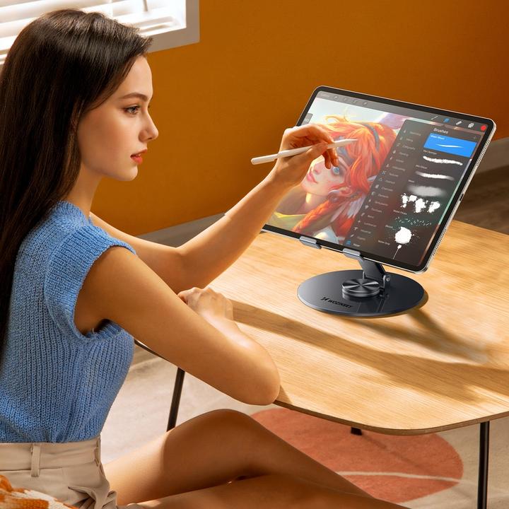 Actual product image Wozinsky WRS-DSY84SS 360° drehbarer Tablet-Ständer aus Aluminium, Grau