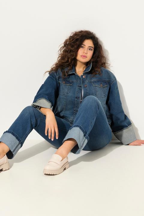 Image du produit Ulla Popken Jean 7/8 Mary, jambe large, détails destroy (46)