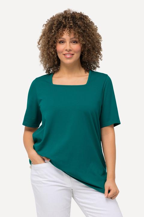 Immagine prodotto Ulla Popken T-shirt dal taglio svasato con scollo rettangolare e mezze maniche (62)