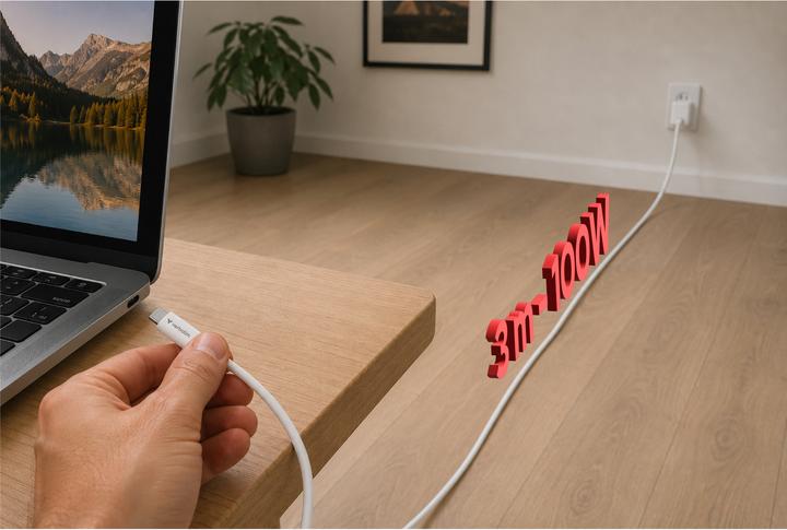 Produktbild Verbatim Kable Sync & Charge USC-C do C essentials 3 m 100W biały 32409 (3 m, USB 2.0, 100 W)