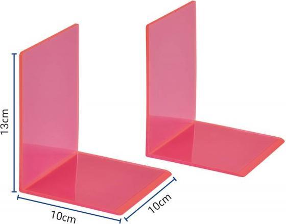 Actual product image Maul Buchstütze 10x10x13cm 3513621 transparent pink 2 Stück (10 x 10 x 13 cm)