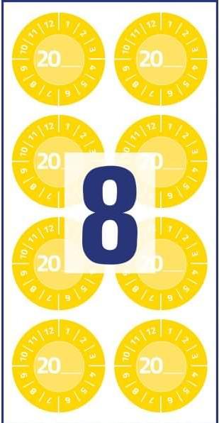 Produktbild Avery -Zweckform 80 St. Prüfplakette 20XX Gelb (Ø) 30 mm 30 mm