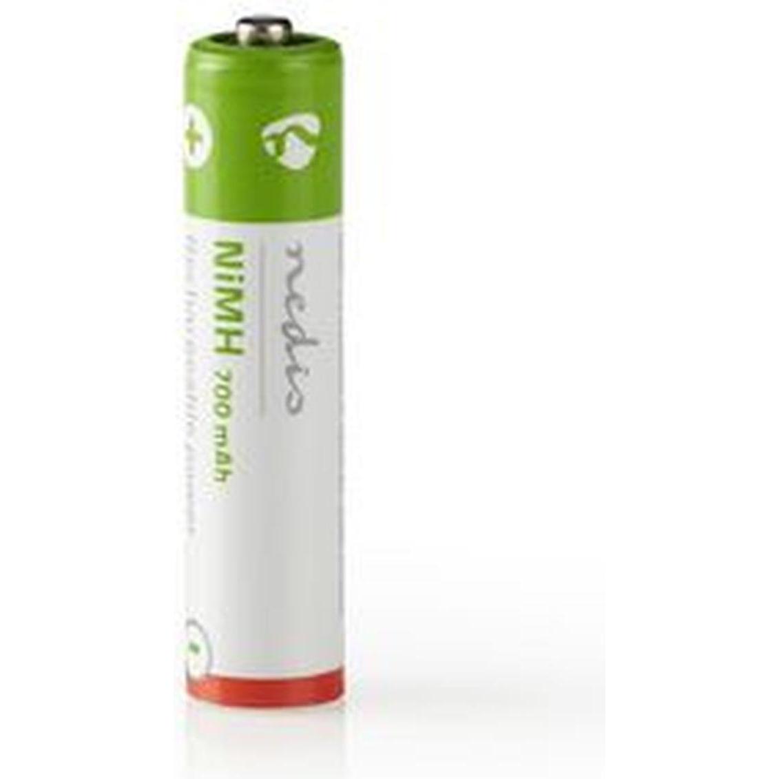 Nedis Batteria NI-MH ricaricabile AAA 1,20 V AAA 700 mAh precaricata in blister 4 pezzi, BANM7HR034B (4 pz., AAA, 700 mAh), Batterie + pile