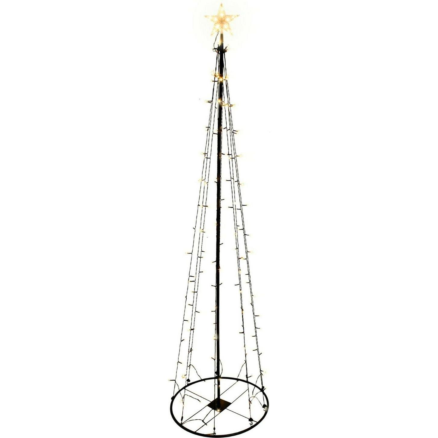 Mojawo, Weihnachtsbeleuchtung, XL LED Metall Weihnachtsbaum mit Stern warmweiss 106 LEDs 180cm mit 8 Funktionen