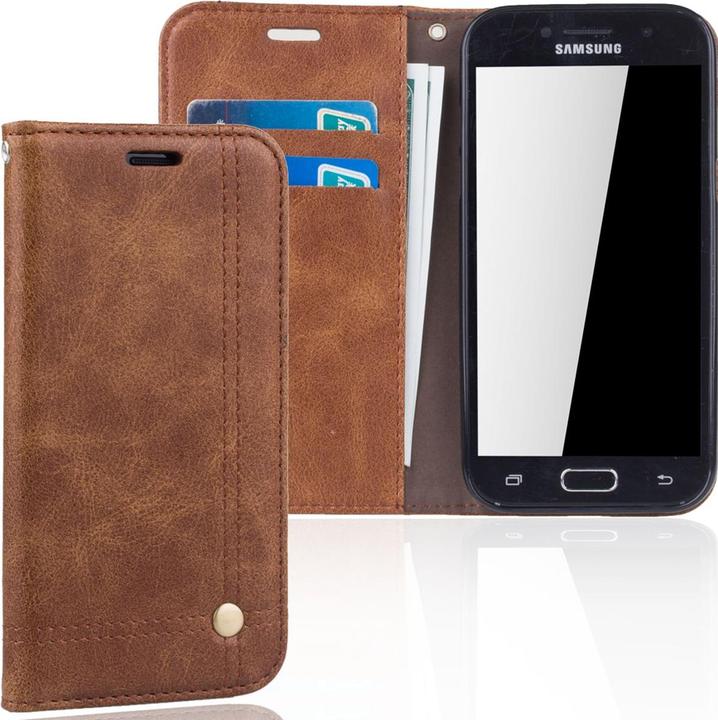 Produktbild König Design Handyhülle für Samsung Galaxy A5 (2017) Schutztasche Wallet Cover 360 Case Braun (Samsung Galaxy A5 (2017))