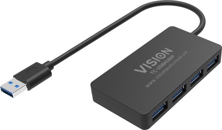 Produktbild Vision USB 3.0 4-Port Hub 5Gbps Black (USB-A, 4 Ports)