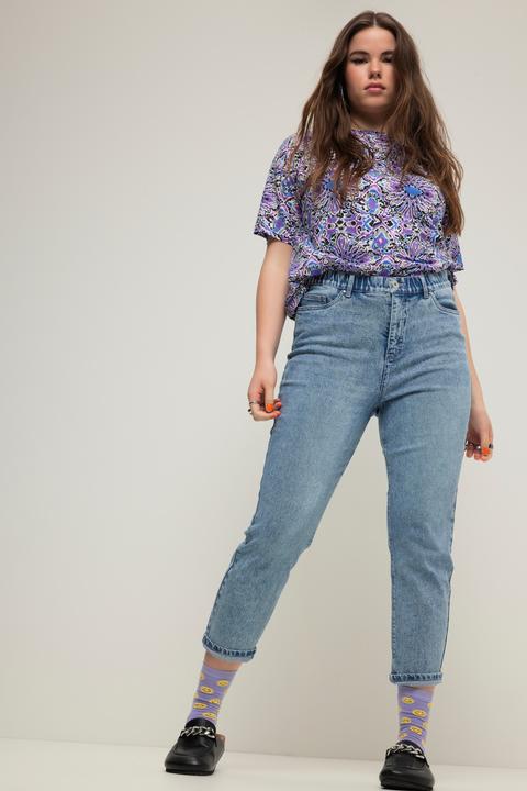 Immagine prodotto Studio Untold Mom jeans con cuciture colorate, cinque tasche, cintura elastica e zip (56)