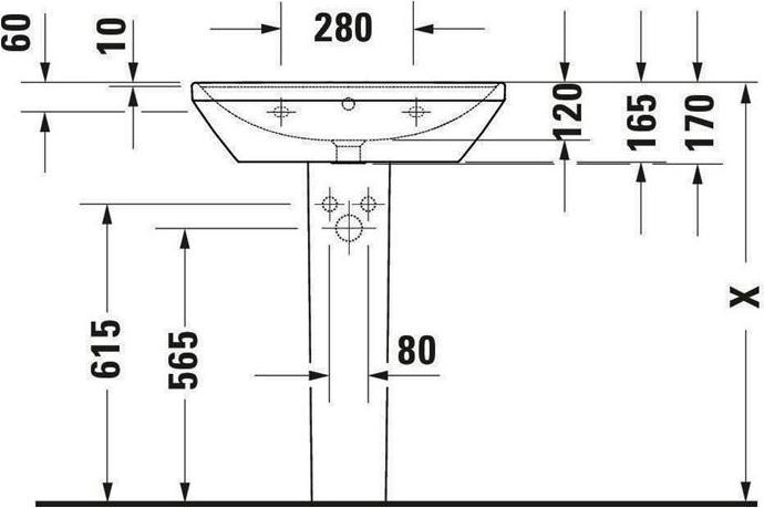 Produktbild Duravit Waschtisch D-NEO m ÜL m HLB 1 Hahnloch 650x440mm weiss (440 mm, 650 mm)