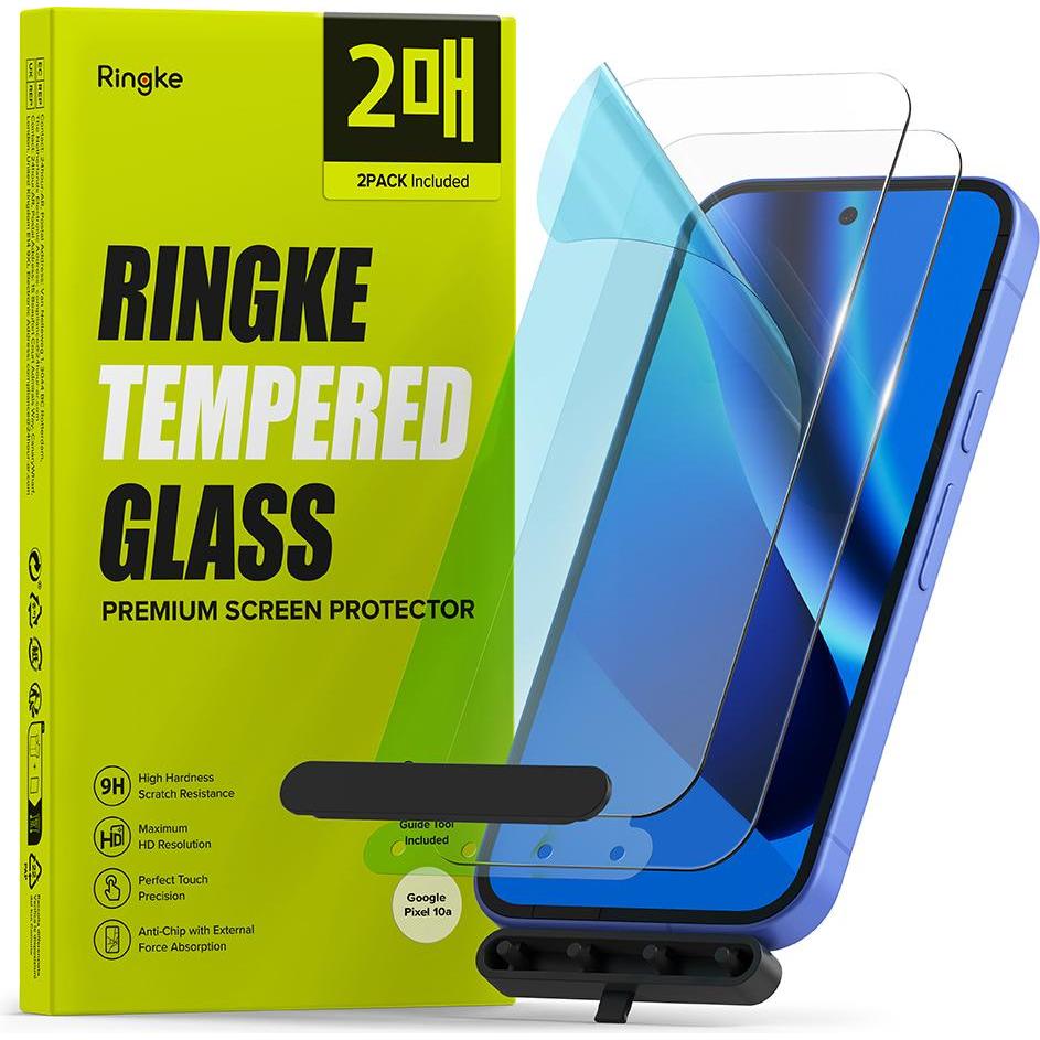 Ringke - Tempered Glass - Google Pixel 10a (2 pack) - Clear (2 pz., Google Pixel 10a), Pellicola protettiva smartphone, Trasparente