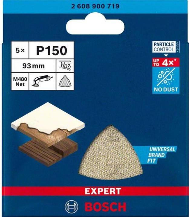 Actual product image Bosch Professional Zubehör Expert M480 sanding net for delta sander, 93 mm,G 150, 5 pcs. (150)