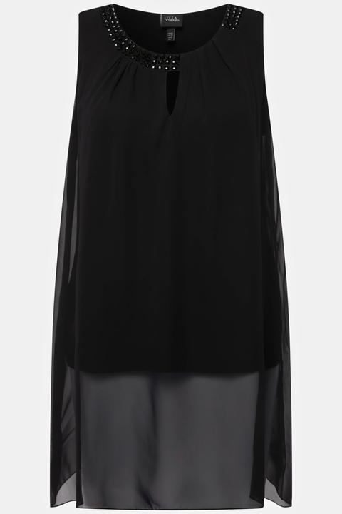Actual product image Ulla Popken Beaded Neckline Sleeveless Tunic (60)