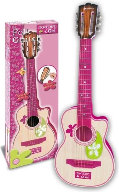 Immagine prodotto Bontempi Chitarra di legno rosa a 6 corde, 70 cm (207071)