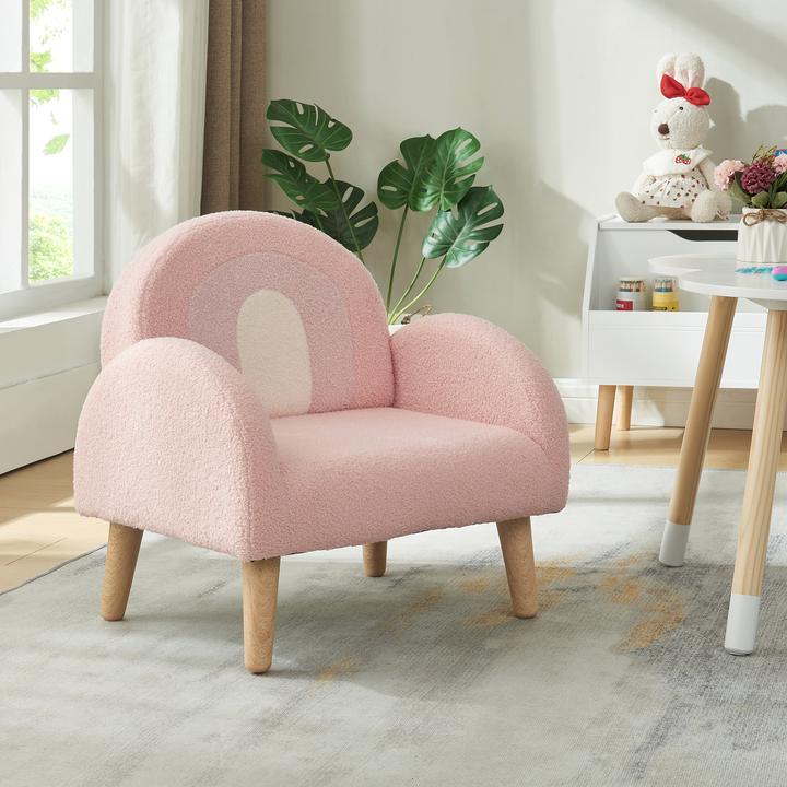 Immagine prodotto En.Casa Kindersessel Sorreindi 50x50x45 cm Teddystoff Rosa (Poltrona per bambini)