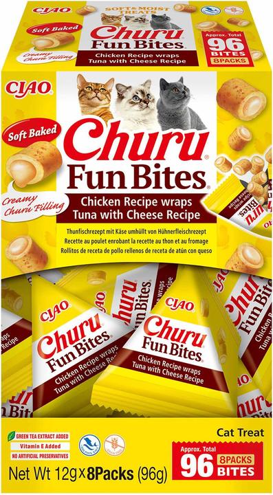 Image du produit Inaba CAT FUN BITES CHICKEN&TUNA&CHEESE 8x12g (96g) (Adulte, 8 pcs, 96 g)