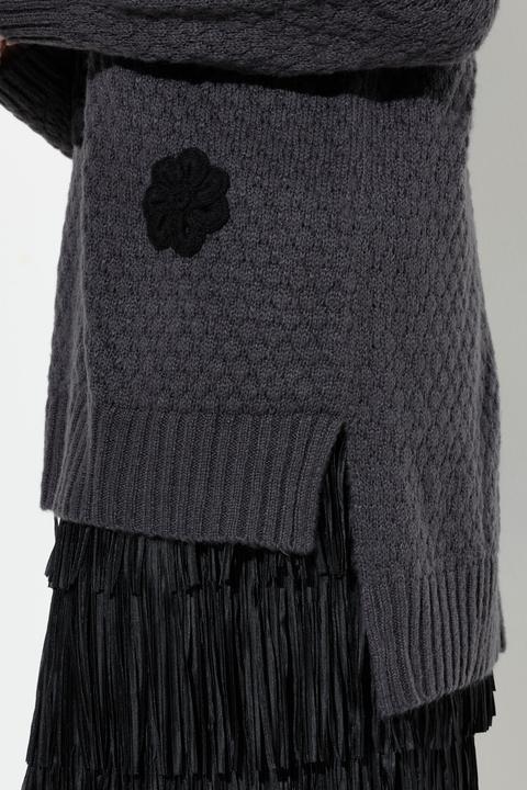 Produktbild Miamoda Pullover, Classic Fit, 3D Blüten, Seitenschlitze (46, 48)