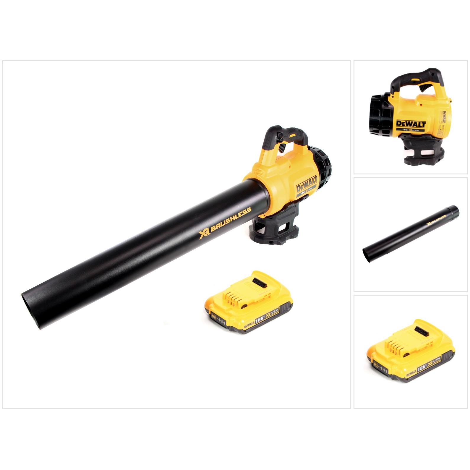 DeWalt, Laubsauger + Laubbläser, DCM 562 18V Li-Ion Akku Gebläse Laubbläser + 1x DCB 183 18V 2,0 Ah Akku (Akkubetrieb, L...