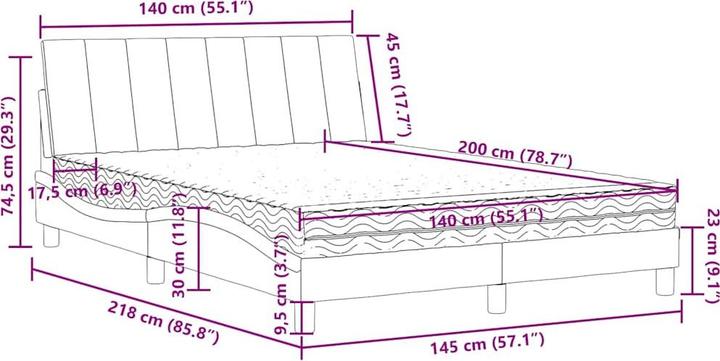 Produktbild vidaXL Bett (140 x 200 cm)