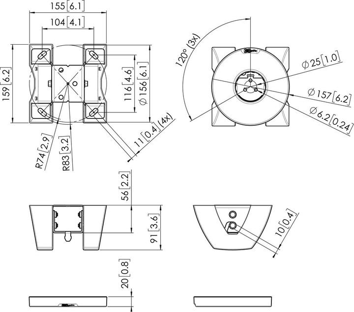 Actual product image Vogels PUC 1041 CEILING PLATE FIXED (Ceiling, 25 kg)