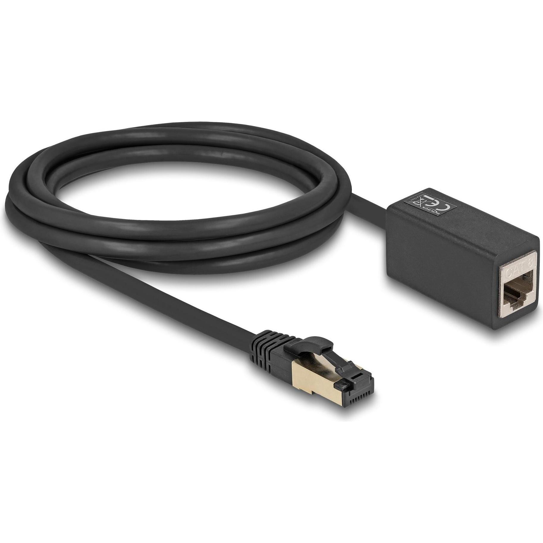 Thumbnail - Delock Netzwerk Verlängerungskabel RJ45 Stecker zu RJ45 Buchse Cat.8.1 S/FTP 2 m schwarz (S/FTP, CAT8.1, 2 m), Netzwerkk...