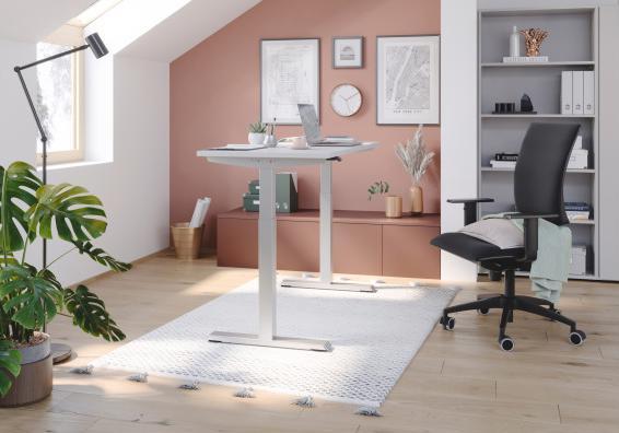 Immagine prodotto Hammerbacher Scrivania Sit-stand 120 x 67 cm Bianco Altezza di lavoro 71 - 120 cm (120 x 67 cm)