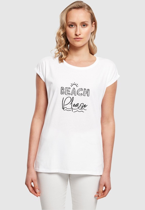 Produktbild Merchcode Ladies Beach Please Extended Shoulder Tee - 112615 (L)