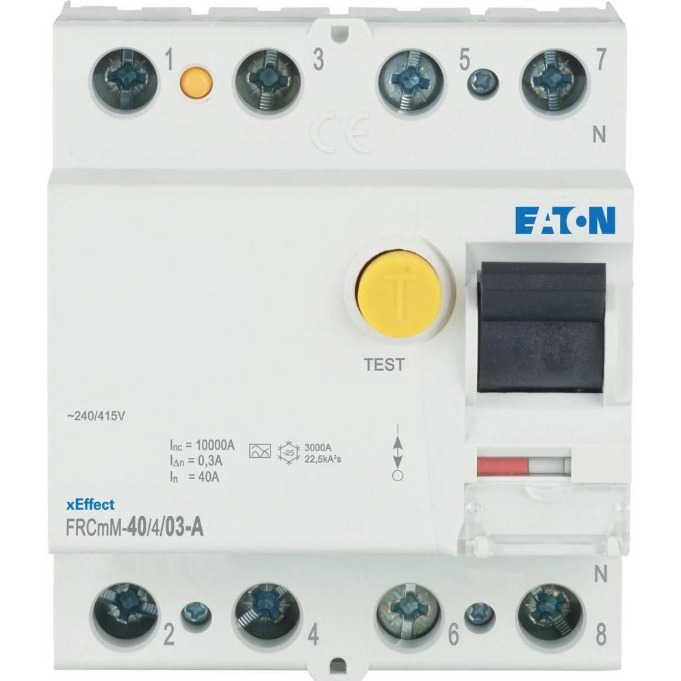 Eaton, Schutzschalter, MOE FRCMM-40/4/03-A FI-Schalter, 40A, 4p, 300mA, Typ A