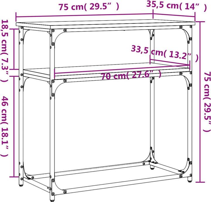 Image du produit vidaXL Konsolentisch (35.50 x 35.50 x 75 cm)