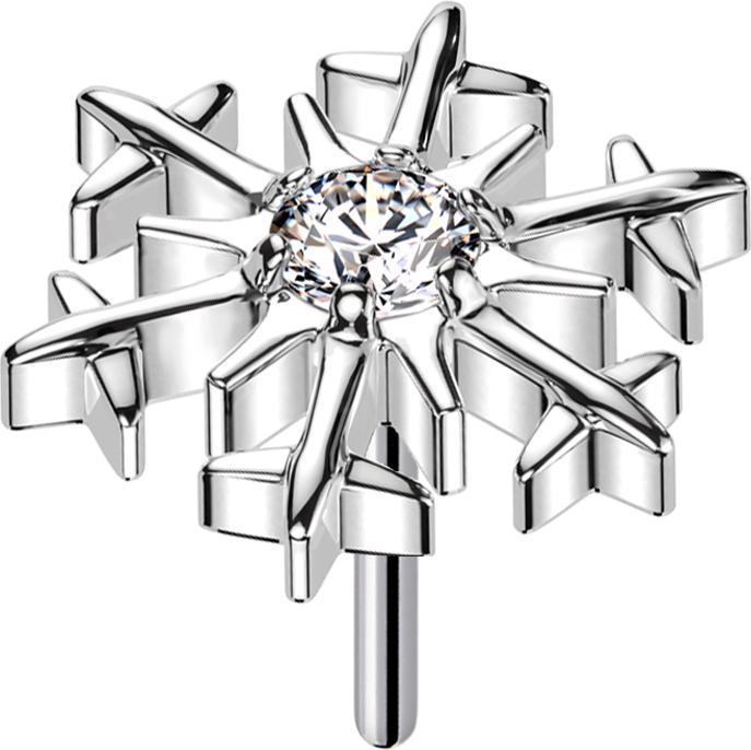 Actual product image Star Piercing Threadless snowflake silver crystal silver (without brass, Titanium)