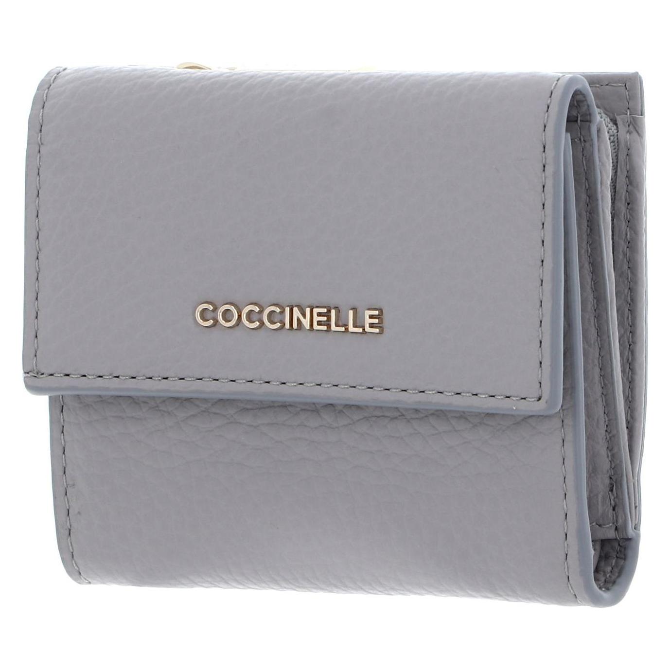 Coccinelle, Damen, Portemonnaie, Metallic Soft Wallet Grained Leather, Grau