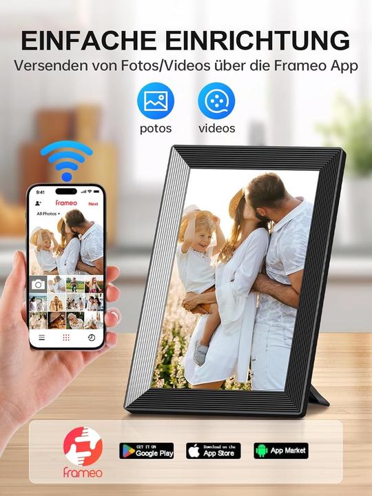 Actual product image Moman Digital Photo Frame with Wi-Fi, Touchscreen, 32GB Memory, Auto-Rotation, App Sharing, Ideal Gift (10.10", 1280 x 800 pixels)