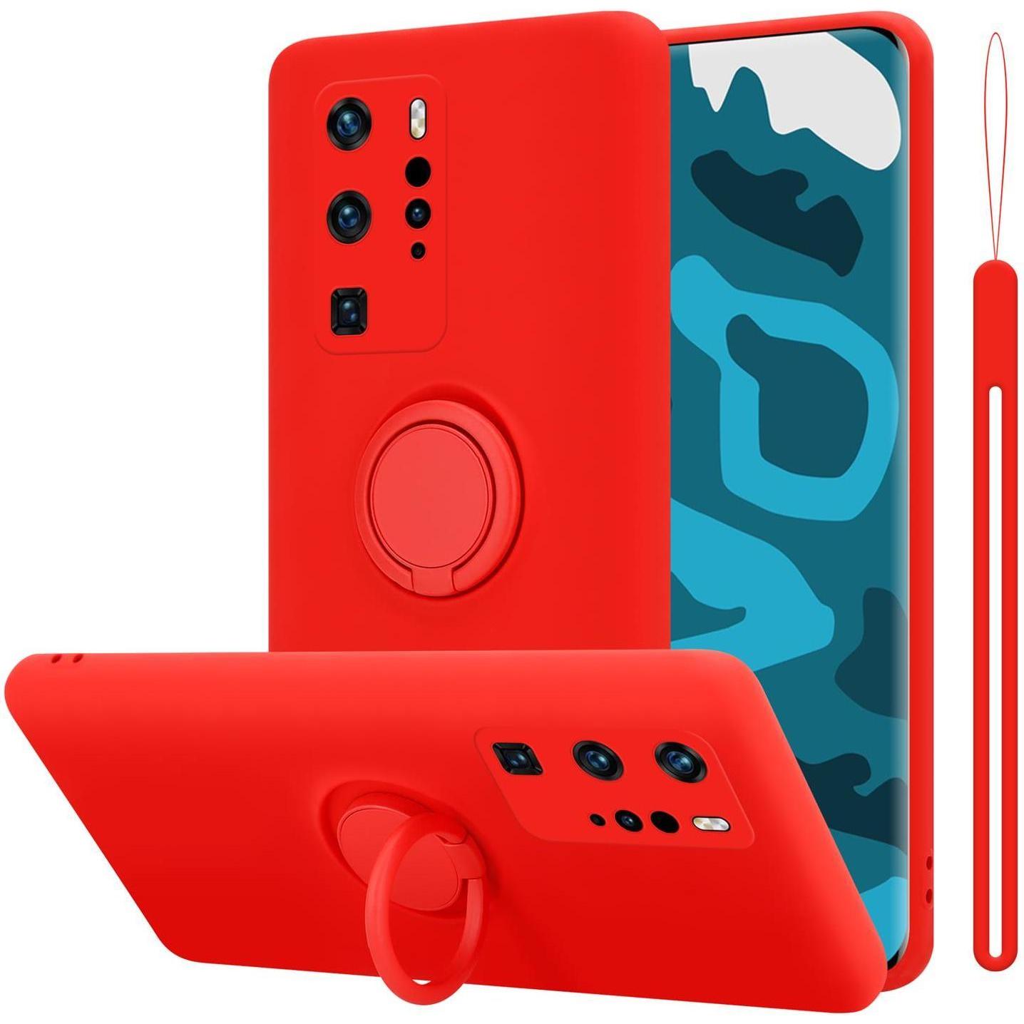 Cadorabo TPU Liquid Ring Silicone Case Hülle (Huawei P40 Pro+), Smartphone Hülle, Rot