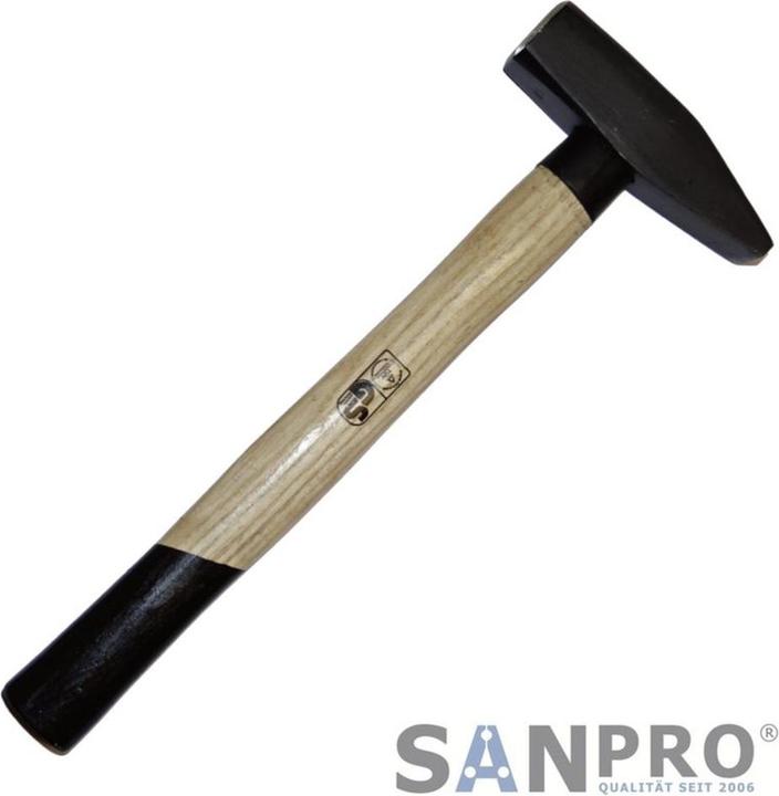 Actual product image Sanpro Metalworker's hammer 800 g with metal handle protection and sturdy wooden handle (900 g)