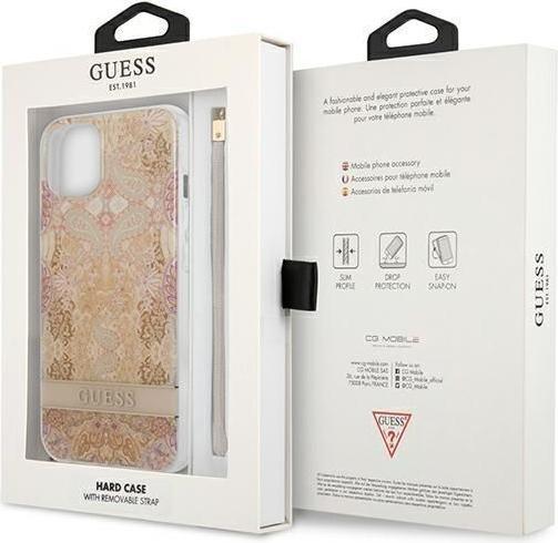 Actual product image Guess GUHCP13SHFLSD iPhone 13 mini 5.4" złoty/gold hardcase Flower Strap (Apple iPhone 13 mini)