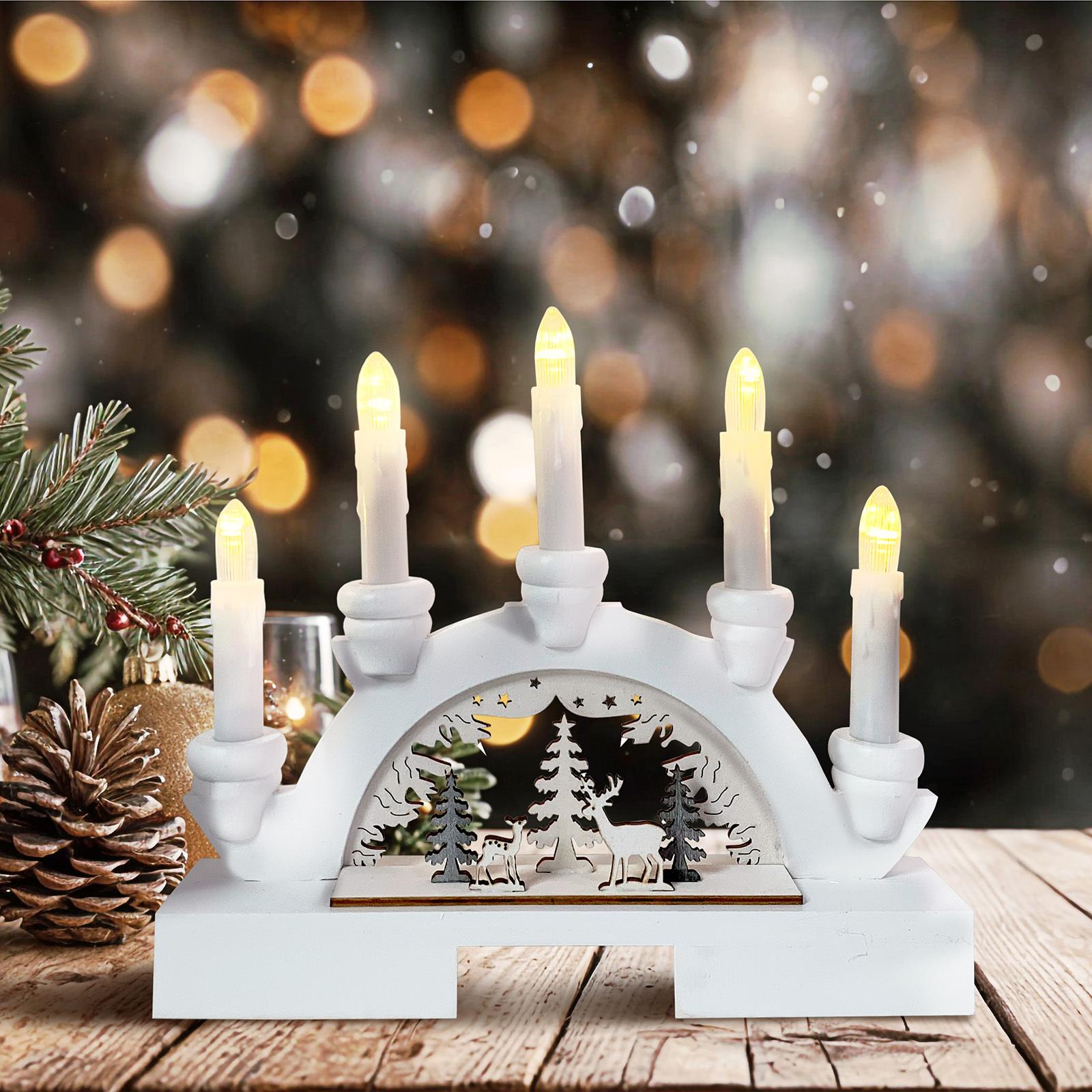 Thumbnail - HTI-Living, Weihnachtsbeleuchtung, Schwibbogen Weiss Rehe im Wald