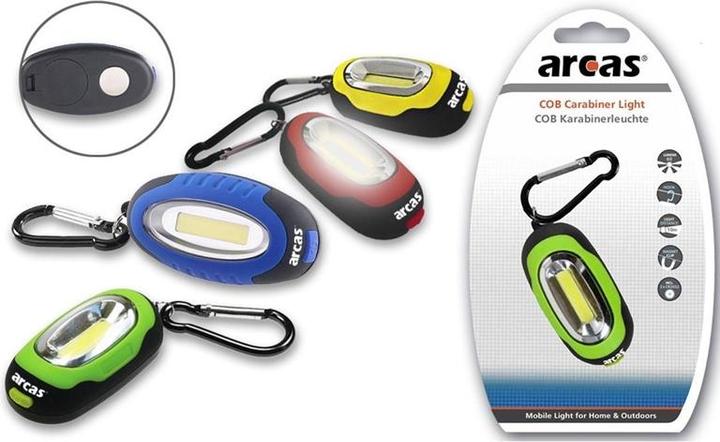 Produktbild Arcas 30700037 - Karabinerleuchte mit superheller COB LED, 3 Lichtfunktionen, stabiler Karabinerhake (30 lm)