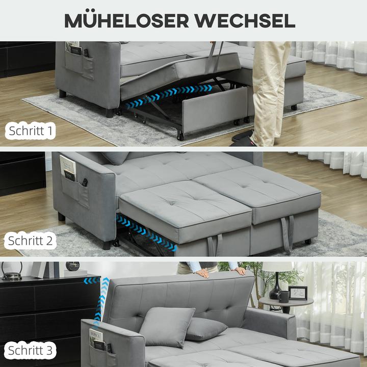 Produktbild Homcom Schlafsofa Polyester, Eukalyptusholz Grau (2-Sitzer)