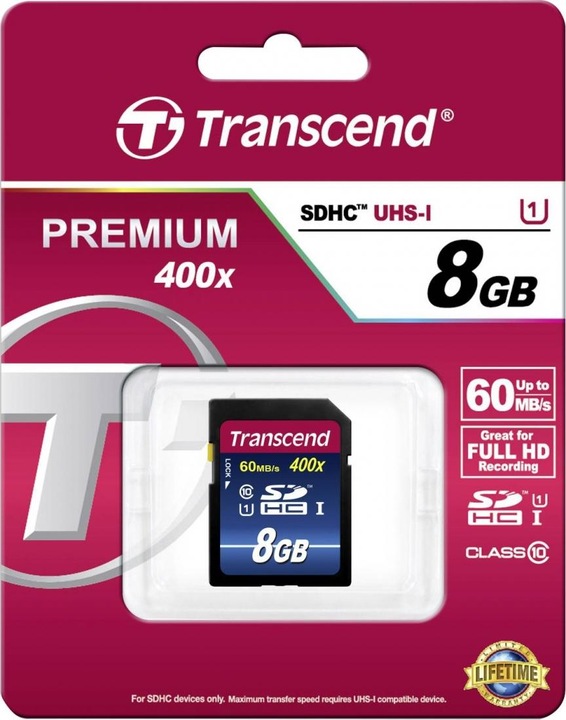 Actual product image Transcend Premium 400x (8 GB, SDHC, U1, UHS-I)
