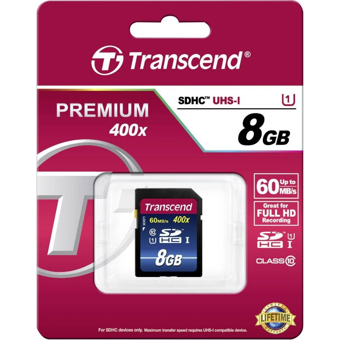 Thumbnail - Transcend Premium 400x (8 GB, SDHC, U1, UHS-I), Speicherkarte, Schwarz