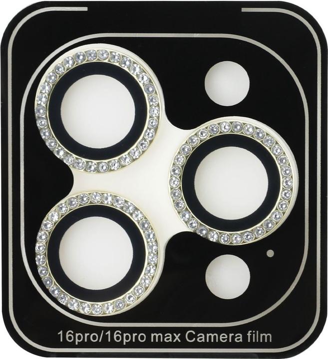 Produktbild Guess Fixed Glliter Protective Lens für Apple iPhone 16 Pro, 16 Pro Max - gold (1 Stück, Apple iPhone 16 Pro Max, Apple iPhone 16 Pro)