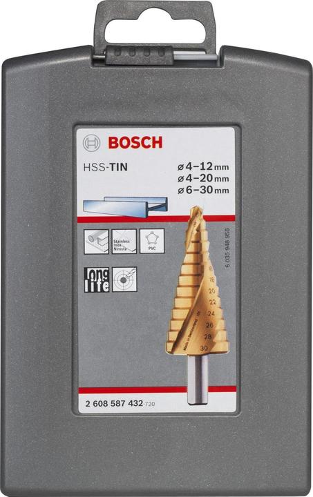 Produktbild Bosch Professional Zubehör HSS-TiN-Stufenbohrerset, 3-tlg., 4-12/4-20/6-30 (4 - 20, 4 - 12, 6 - 30)