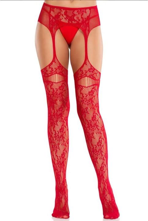 Produktbild Leg Avenue - Lace Stockings With Garters Red