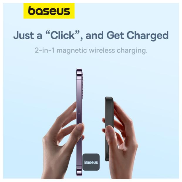 Actual product image Joyroom Mini Wireless PowerBank 20W Baseus (black) (6000 mAh, 20 W, 22.20 Wh)