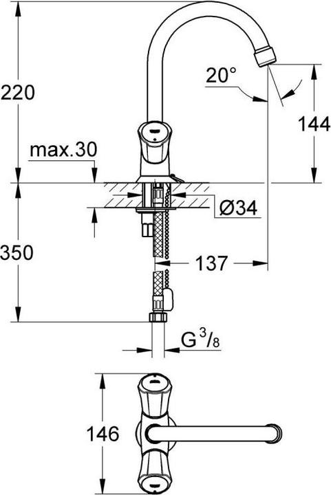 Productafbeelding Grohe Wastafelmengkraan Costa 21337001 chroom