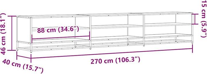 Image du produit VidaXL Armoire TV Lowboard Meuble TV Chêne Sonoma (270 x 40 x 46 cm)