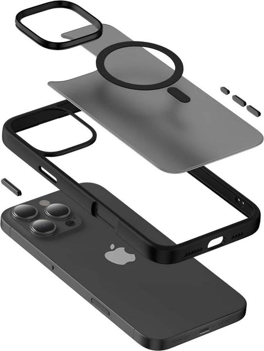 Image du produit Crong Hybrid Frost MAG Cover – MagSafe Hülle für iPhone 16 (Schwarz) (Apple iPhone 16)