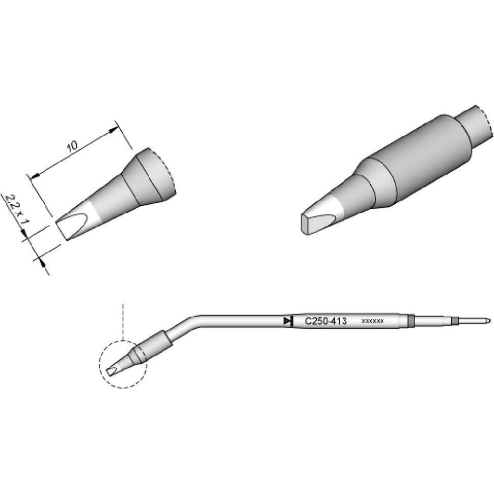 JBC Punta per saldatura serie C250, a scalpello, C250413/2,2 x 1 mm, dritta (Punta di saldatura), Accessori per saldatore